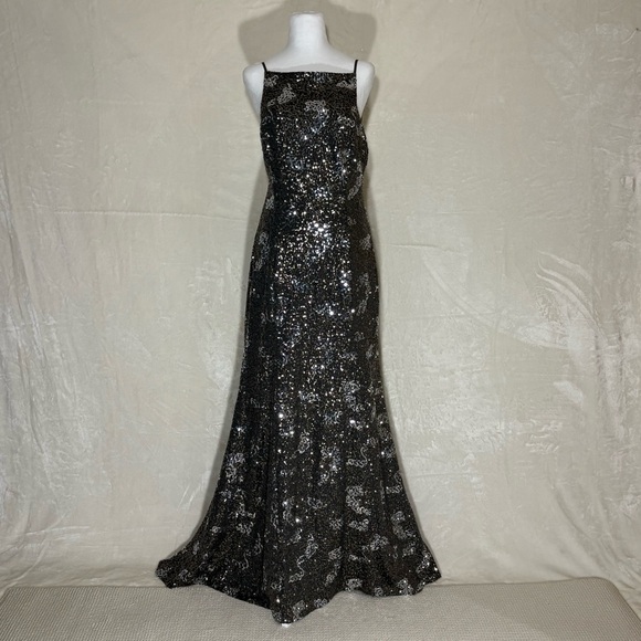 City Triangles Black Formal Evening Gown sz 13 Sequins Asymmetric Hem Backless - Picture 10 of 14